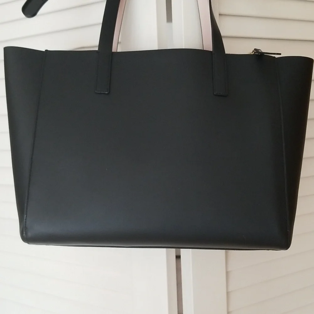 kate spade Large Nelle Putnam Drive Black Leather Tote Bag Light Gold Hardware